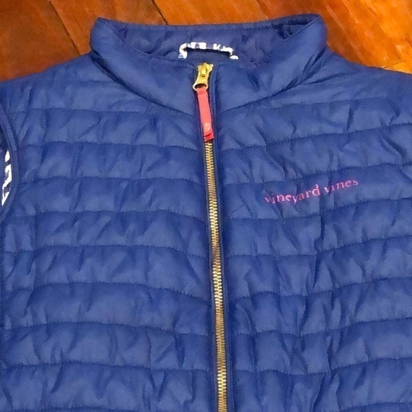 Vineyard Vines Quilted Vest Blue Pink Large 14 - Picture 2 of 8